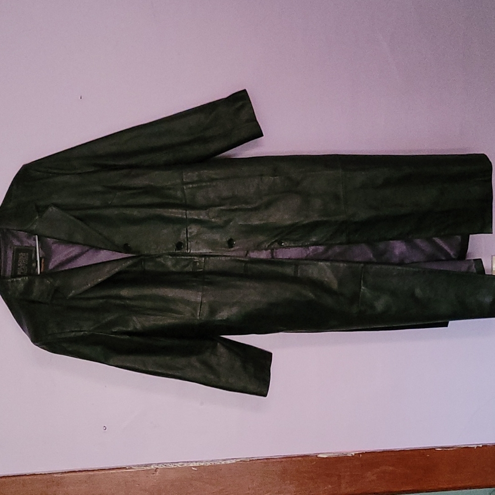 XL Black Wilson full length leather jacket
